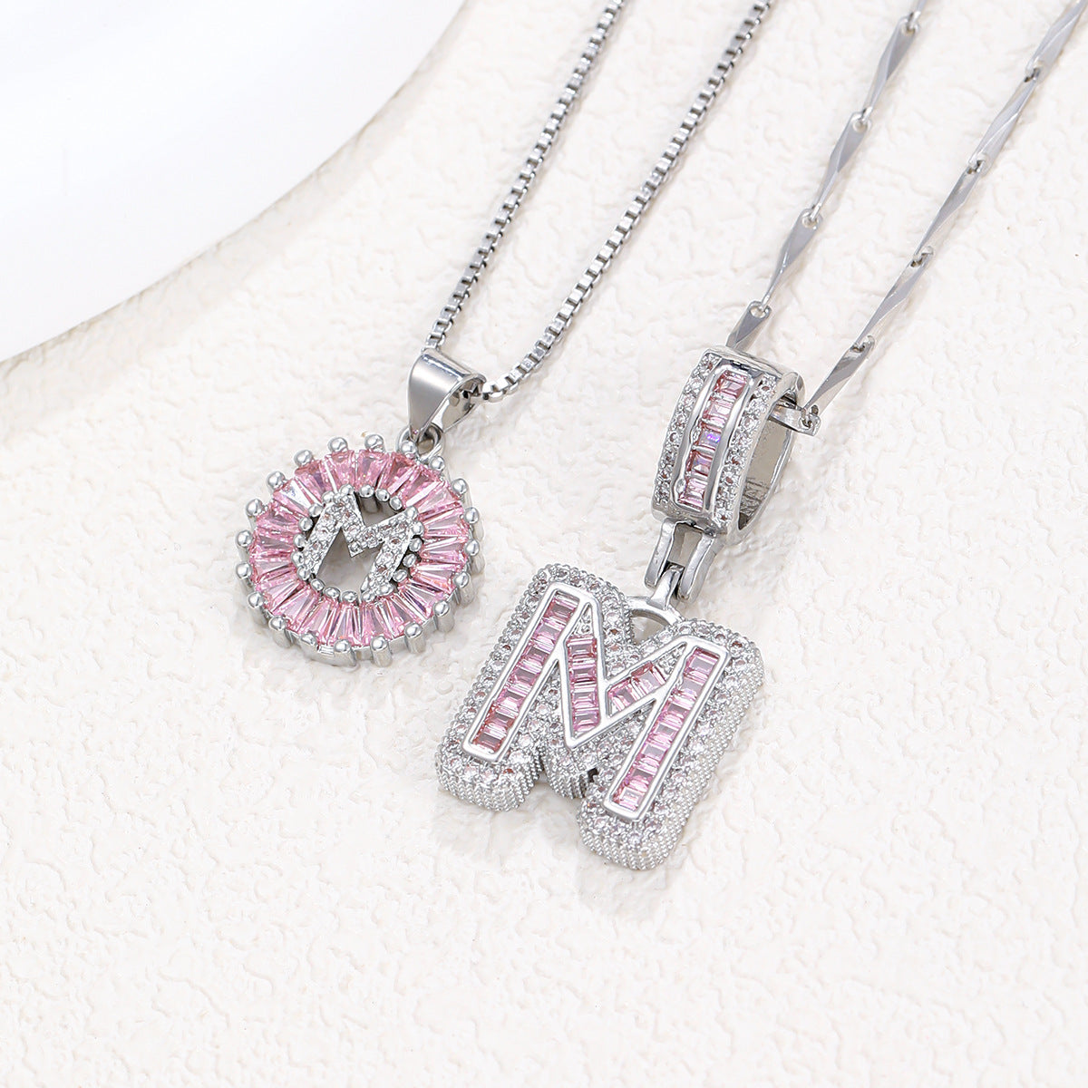 Pink Paradigm Initial Necklace Set
