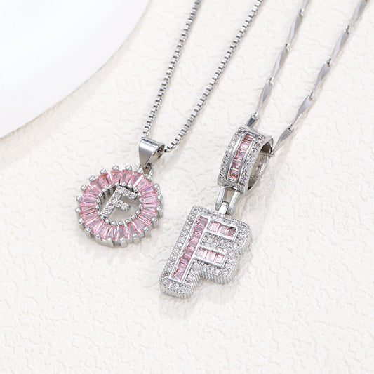 Pink Paradigm Initial Necklace Set