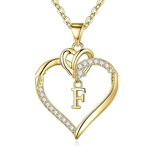 Heart-Shaped Letter Pendant Necklace