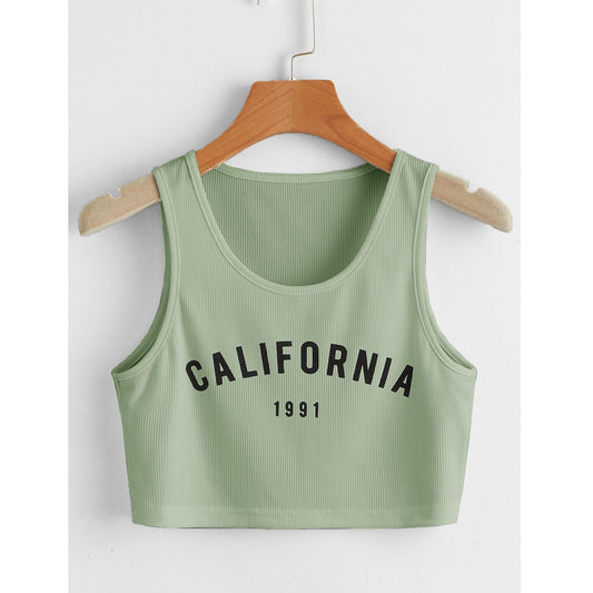 Cali Girl Sleeveless Ribbed Crop Tee