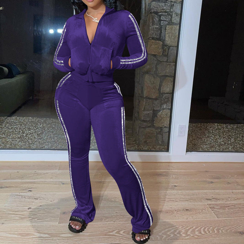 Lookin Good Velvet Leisure Sport Two-piece Set