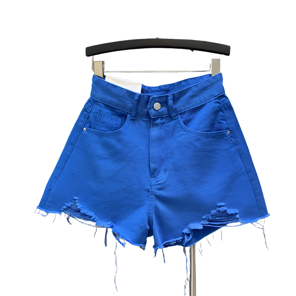 Ripped Raw Edge Denim Shorts