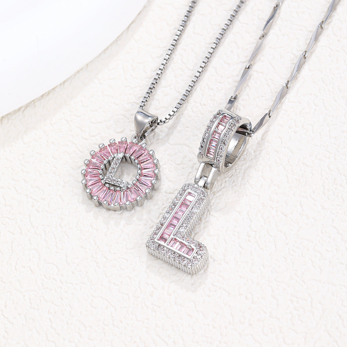 Pink Paradigm Initial Necklace Set
