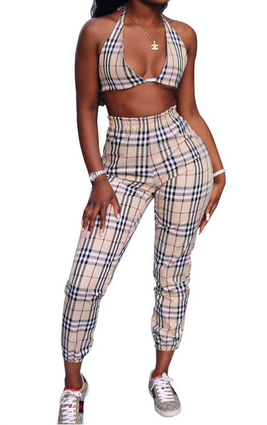 Bad Girl 3 Piece Plaid Pants Set