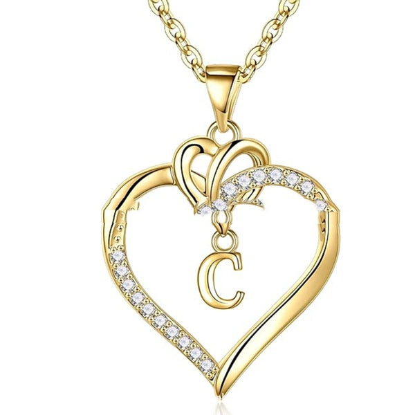 Heart-Shaped Letter Pendant Necklace