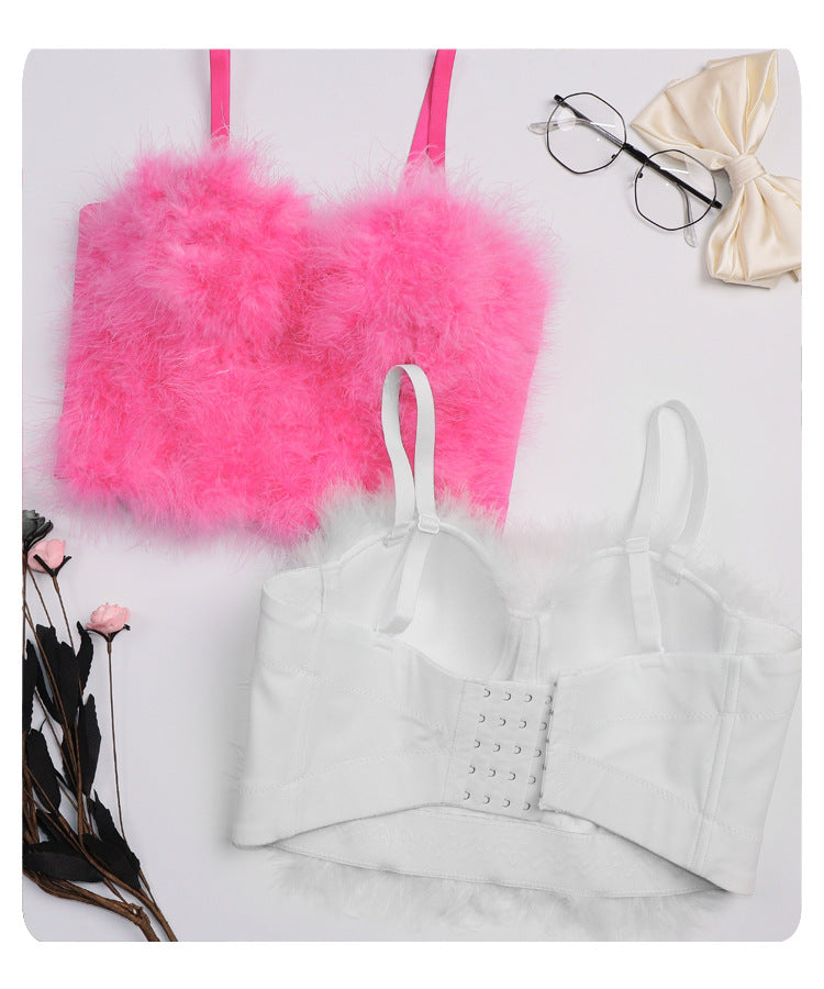 Furry Camisole Feather Tube Top