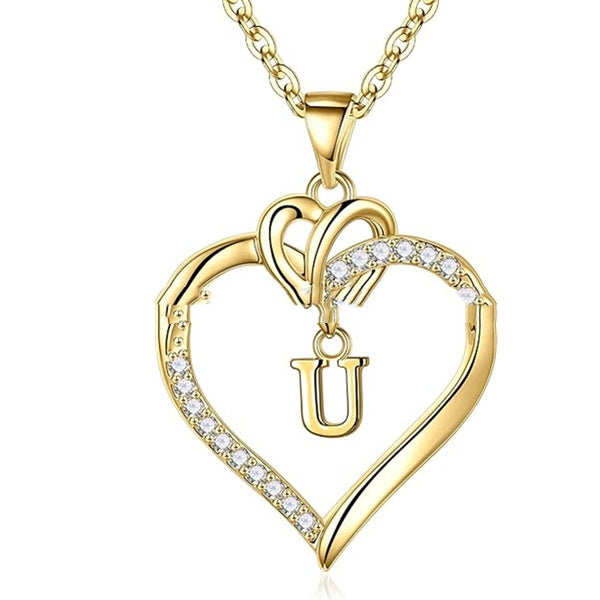 Heart-Shaped Letter Pendant Necklace