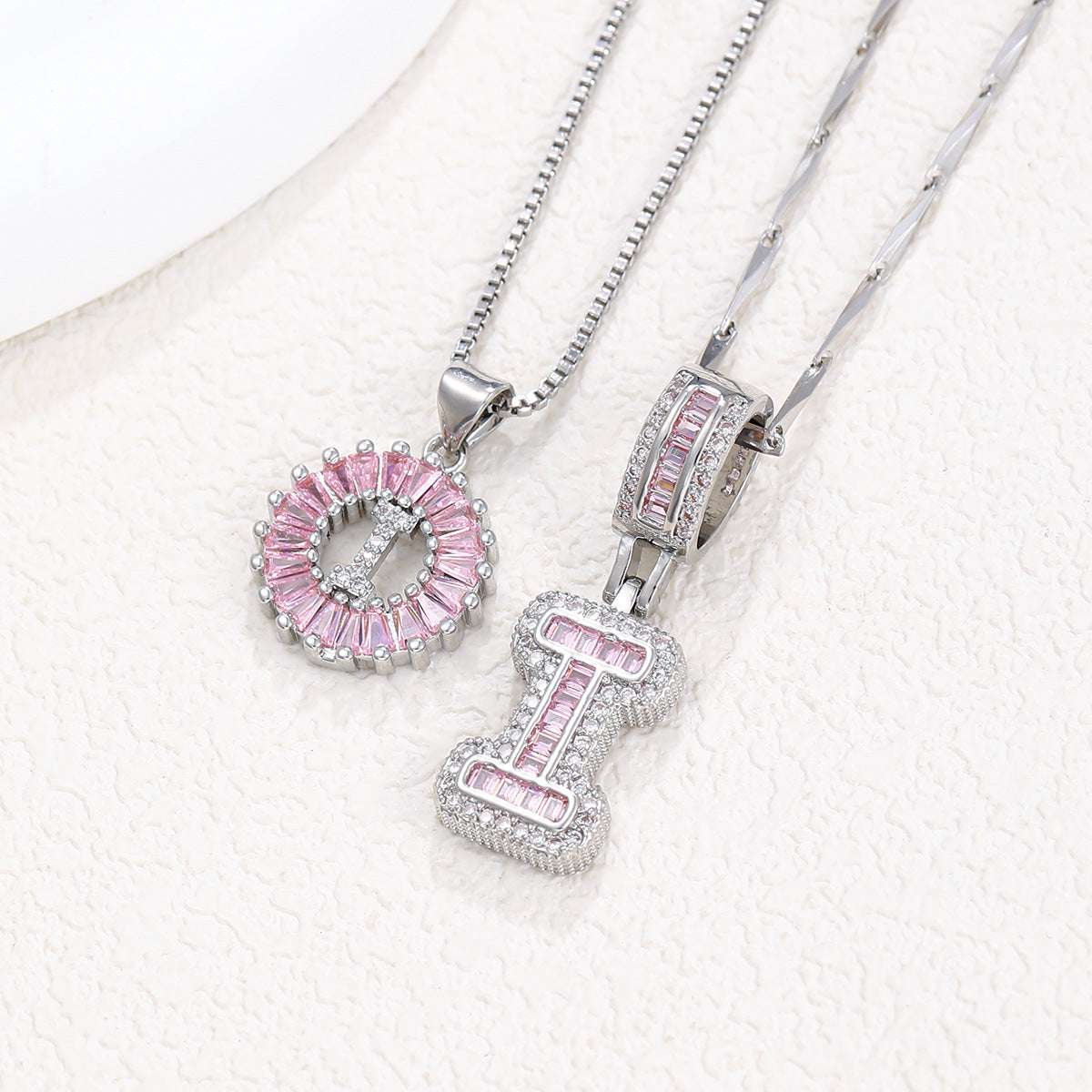Pink Paradigm Initial Necklace Set