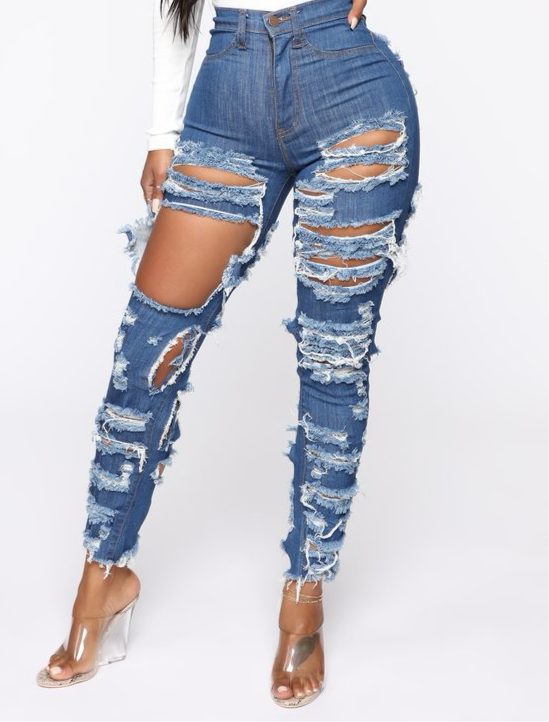 Blow Your Mind Cut And Tear Stretch Jeans