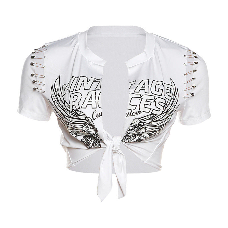 Always On Time Low-cut Tie-up Crop Top