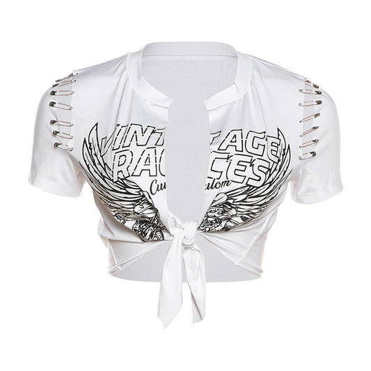 Always On Time Low-cut Tie-up Crop Top