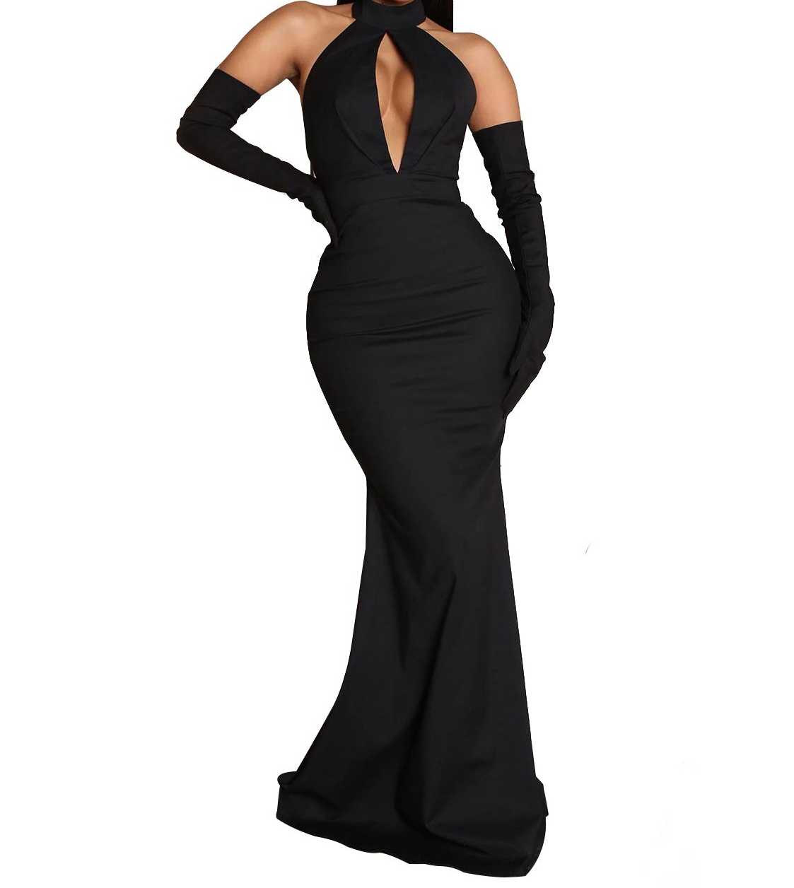 Beautiful Night Backless Hollow-out Halter Dress