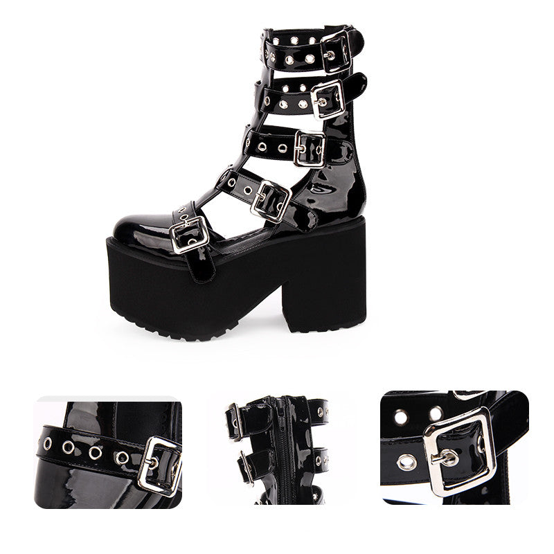 Punk High Tube Buckle Platforms