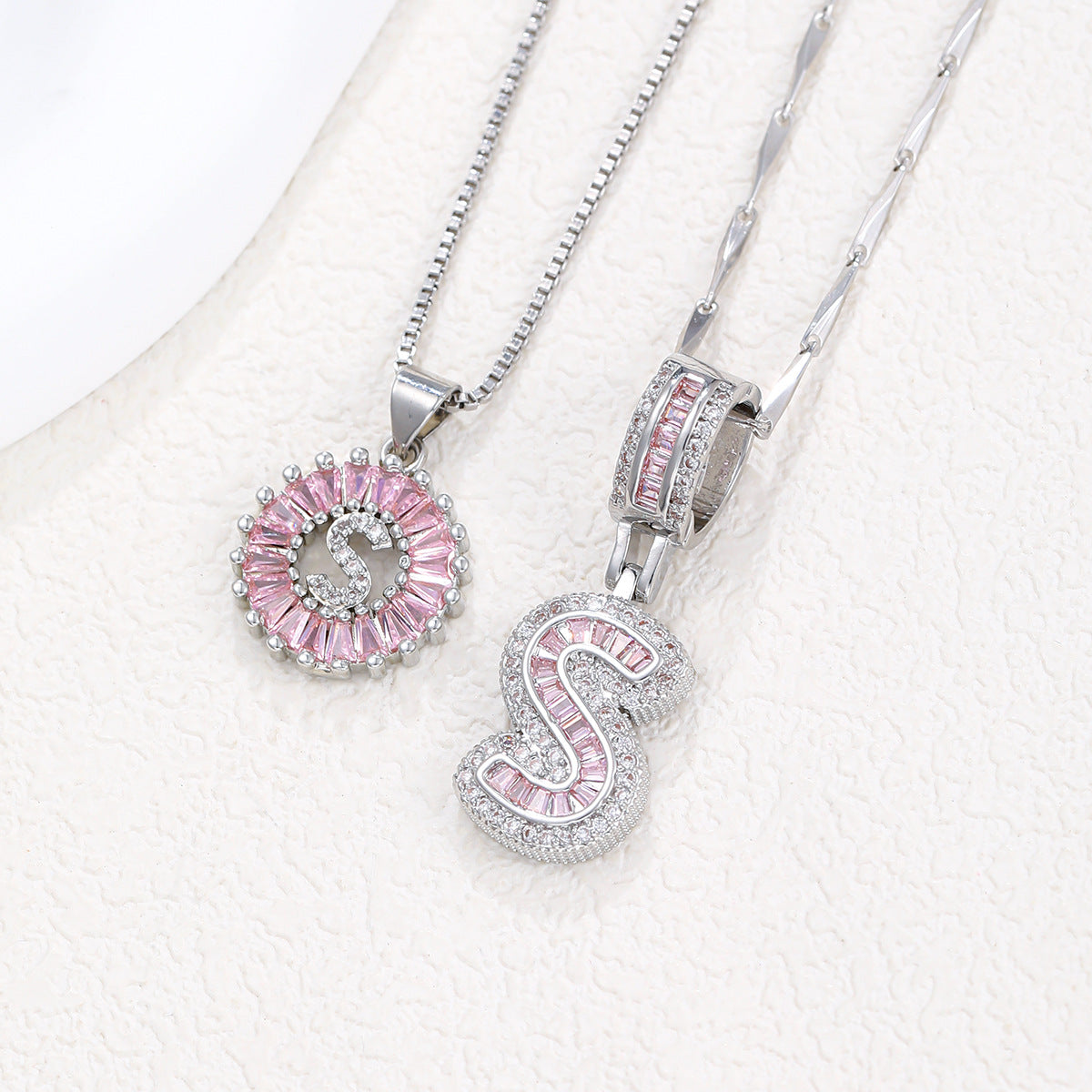 Pink Paradigm Initial Necklace Set