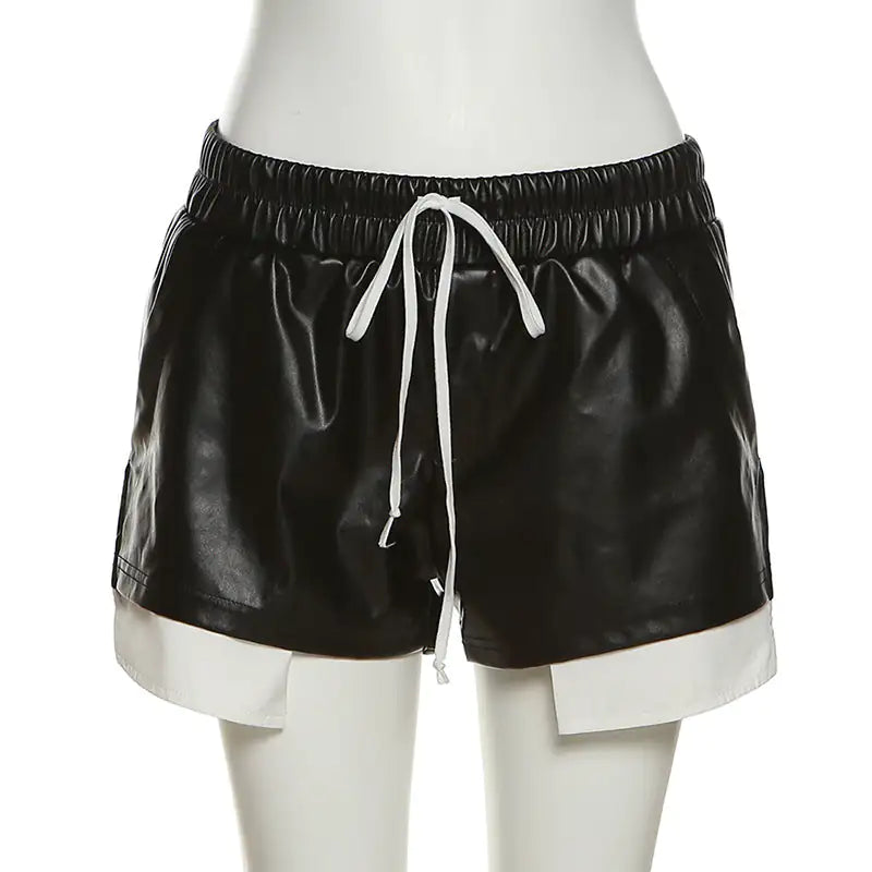 Large Pocket Faux Leather Shorts