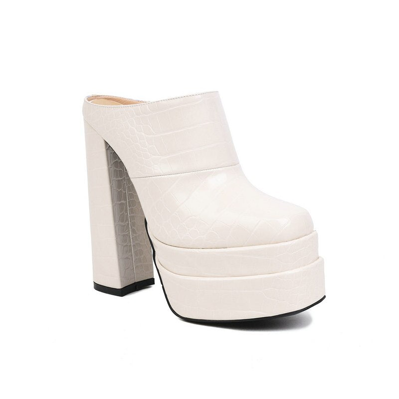 Get Over It PU Skin Platform Mules