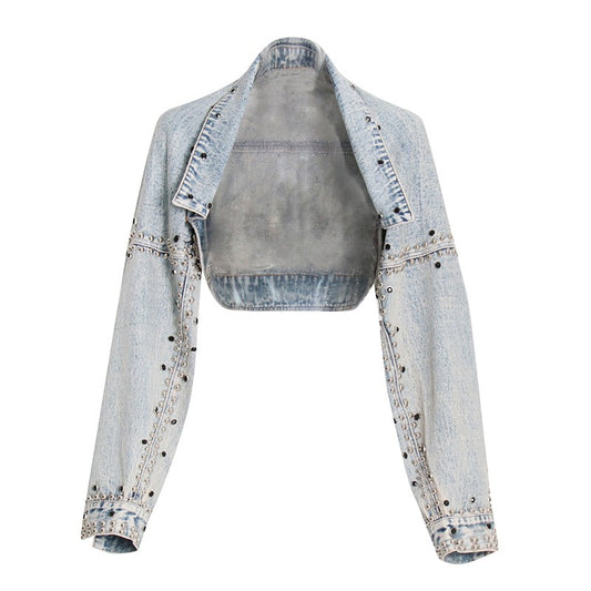 All For You Denim Rivet Crop Jacket