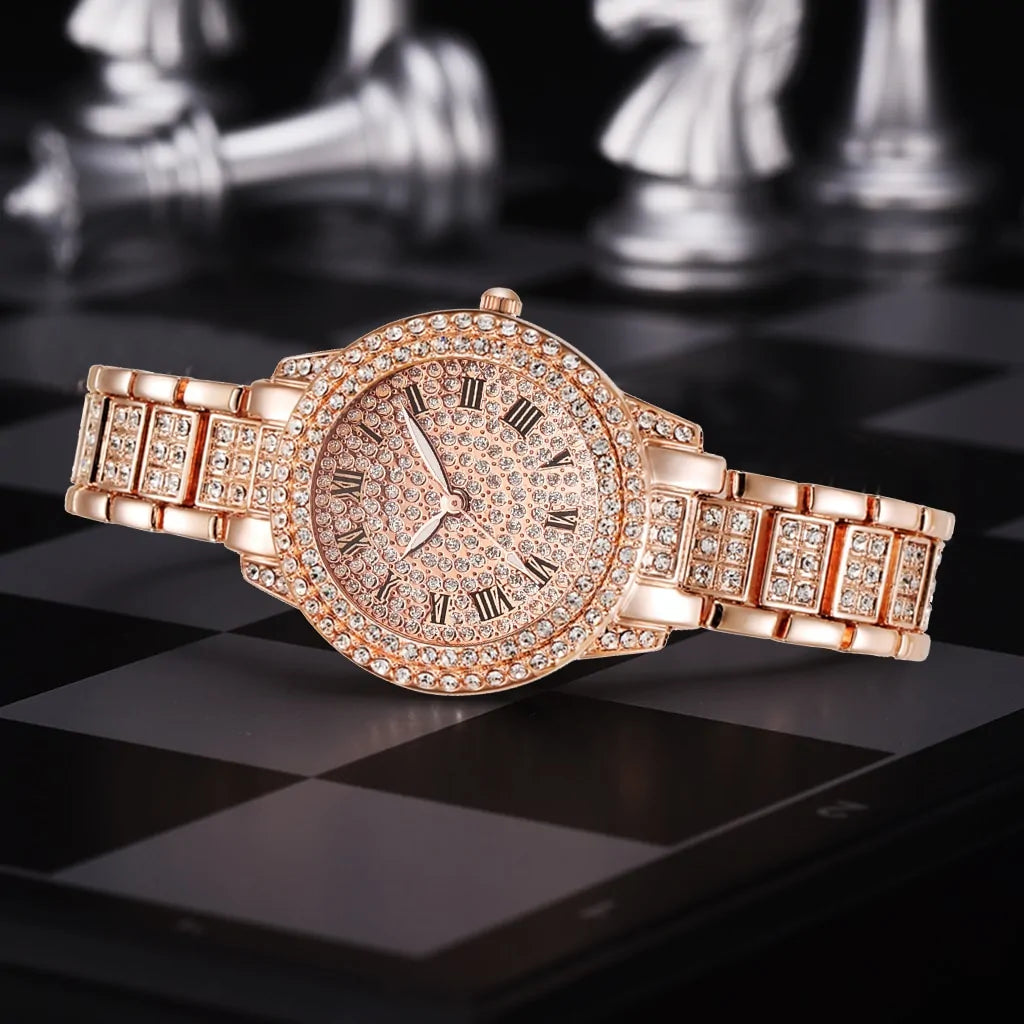 Diamond Crystal Watch and Bracelet Set