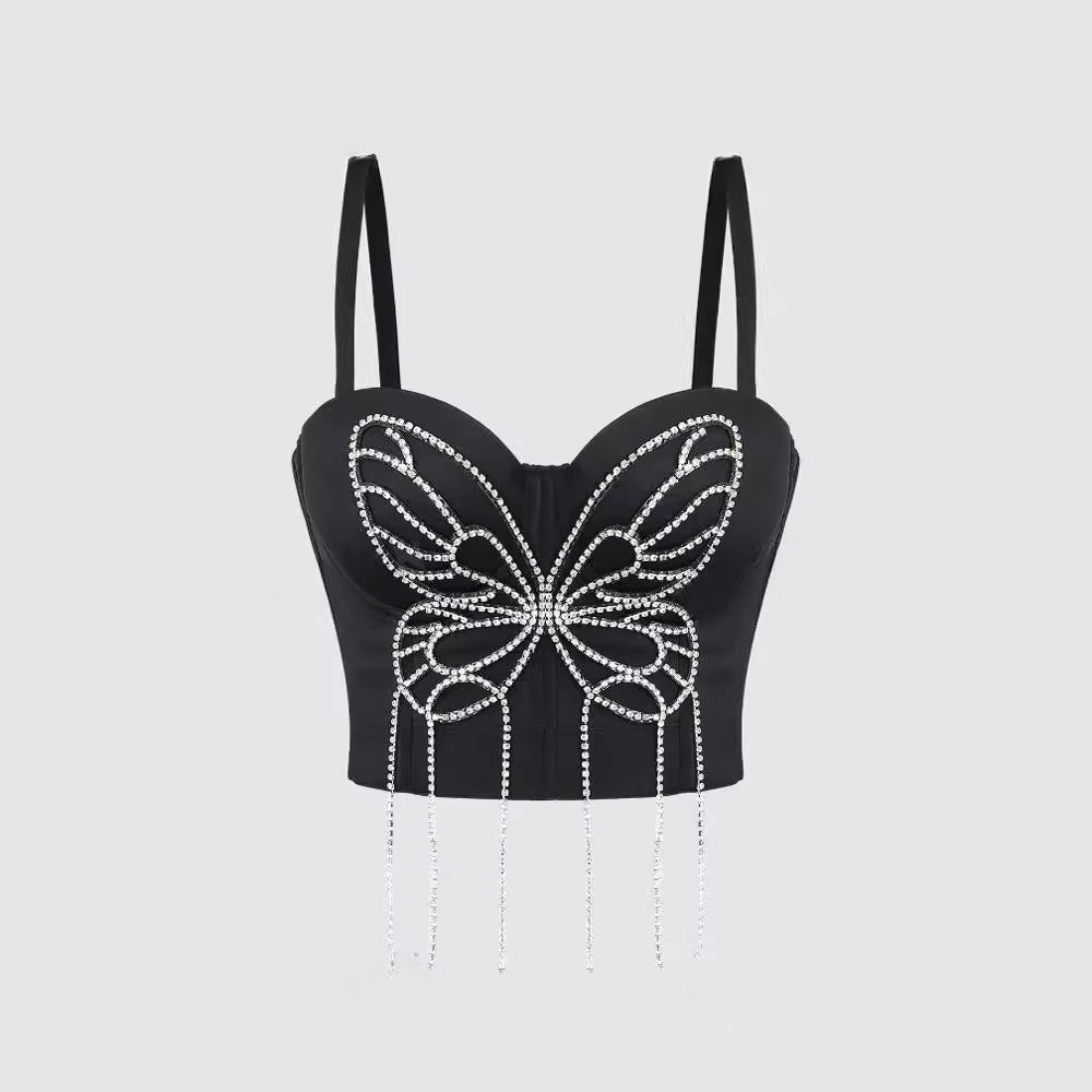 Giving You Butterflies Beaded Fishbone Butterfly Corset Top