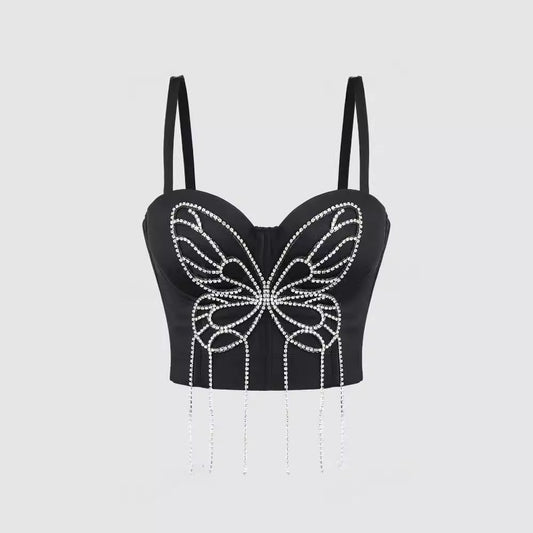 Giving You Butterflies Beaded Fishbone Butterfly Corset Top