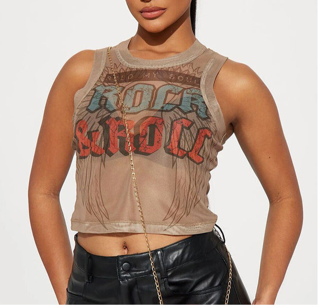 Rock & Roll Baddie Sleeveless Mesh Tank