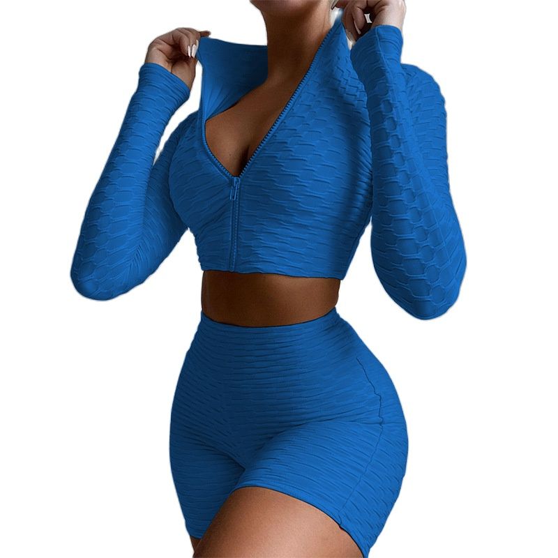 Women's Tight Solid Color Long Sleeve Leisure Sports Suit