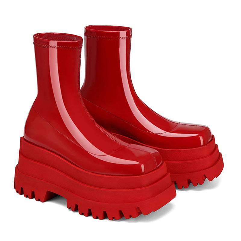 Waterproof Platform Patent Leather Casual Leather Dena Boots