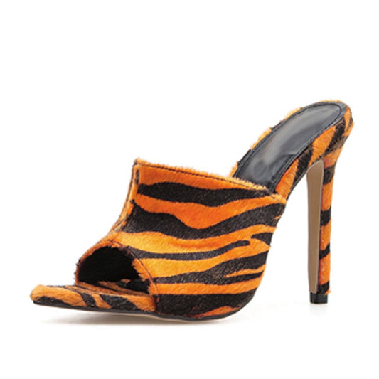 Wildly In Love Open Toe Animal Print High Heel