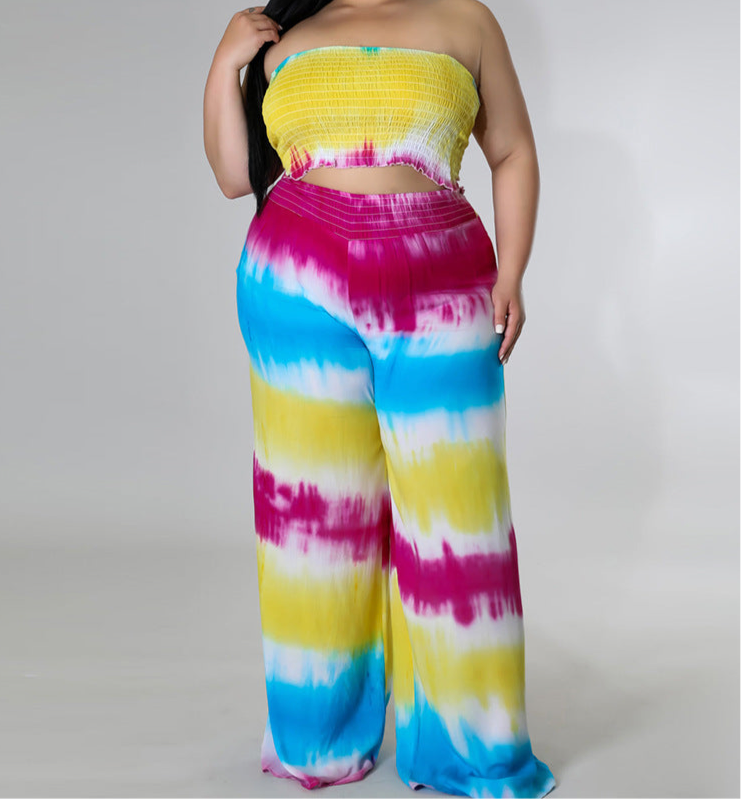 Here To Remind You Tie-dye Chest-wrapped 2 piece Pants Set