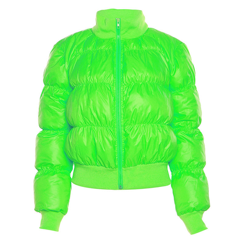 High Neck Short Zipper Puffer Coat