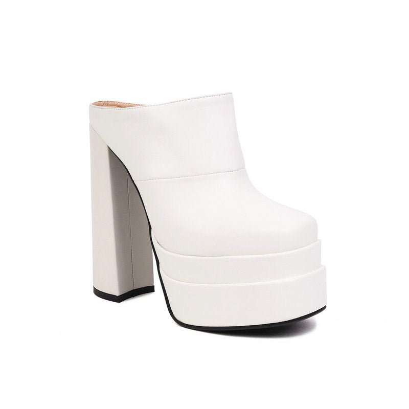 Get Over It PU Skin Platform Mules