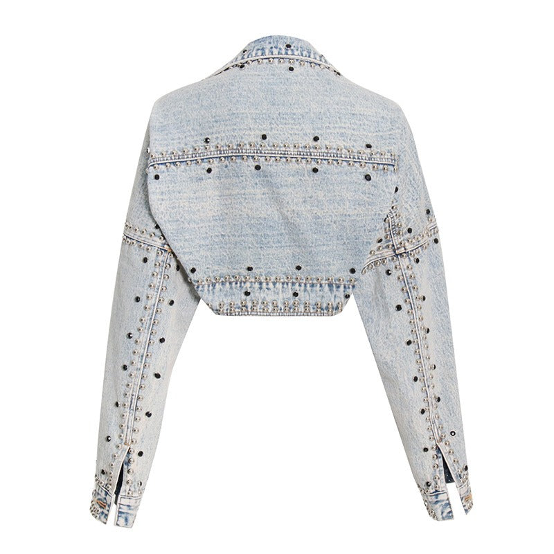 All For You Denim Rivet Crop Jacket