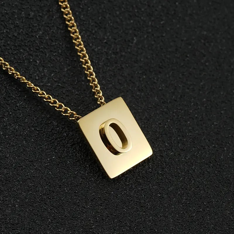 Square Pendant Letter Necklace