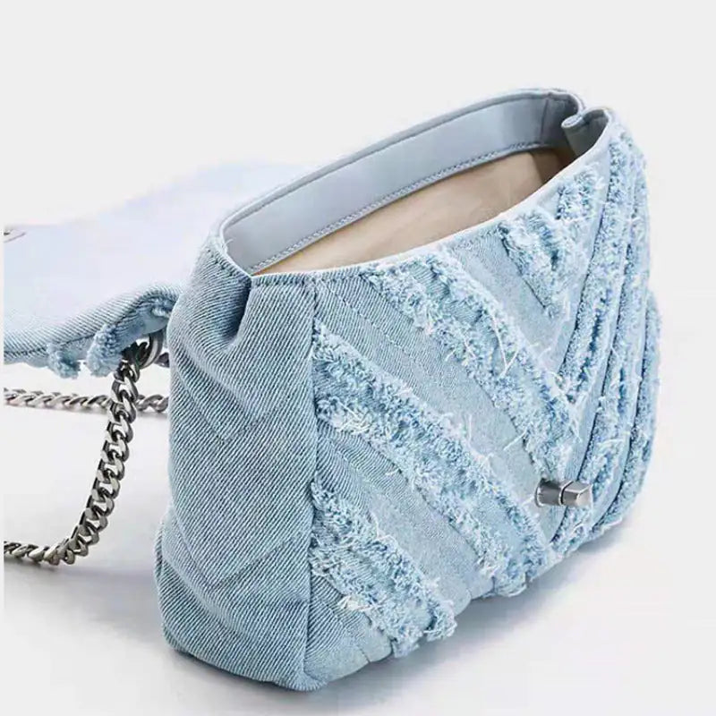 Material Girl Denim Chain Handbag