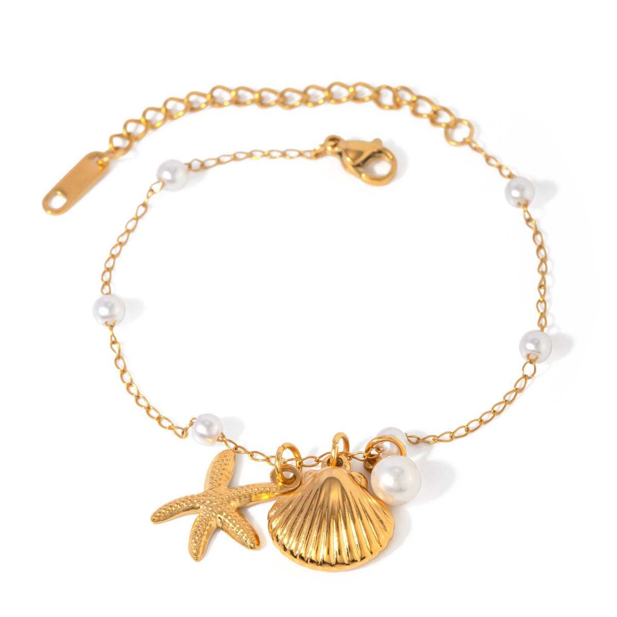 Travel By Sea Pearl and Starfish Pendant Bracelet