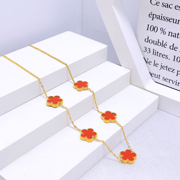 Five-leaf Flower 3 piece Necklace Set