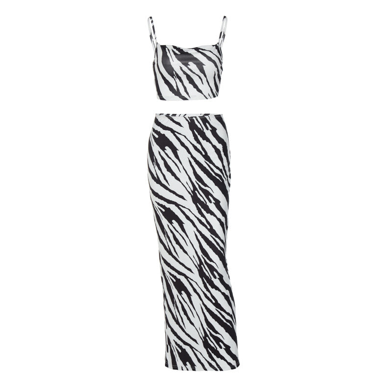 Wild Zebra Print Bandeau Skirt Set