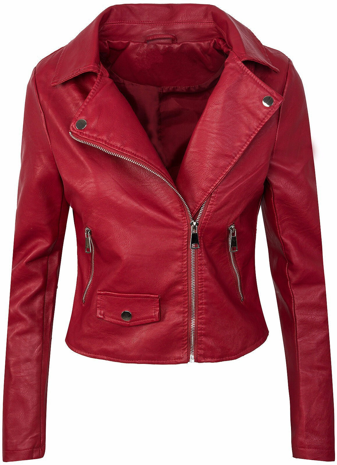 Slim PU Leather Short Zipper Leather Jacket