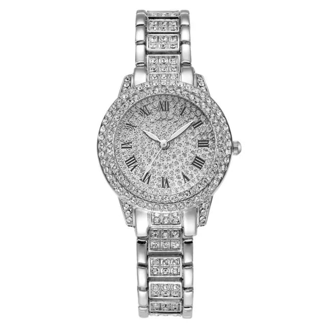 Diamond Crystal Watch and Bracelet Set