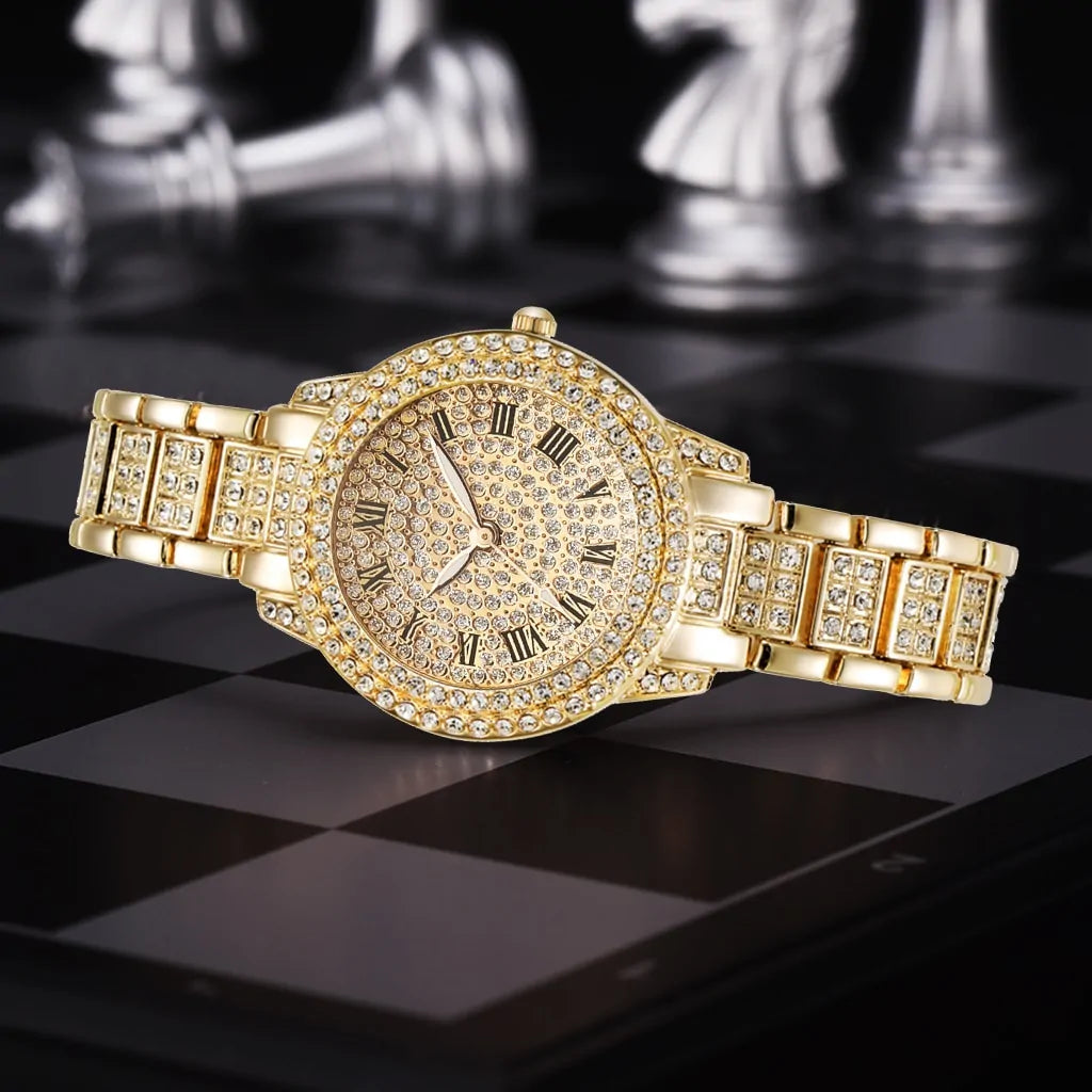 Diamond Crystal Watch and Bracelet Set