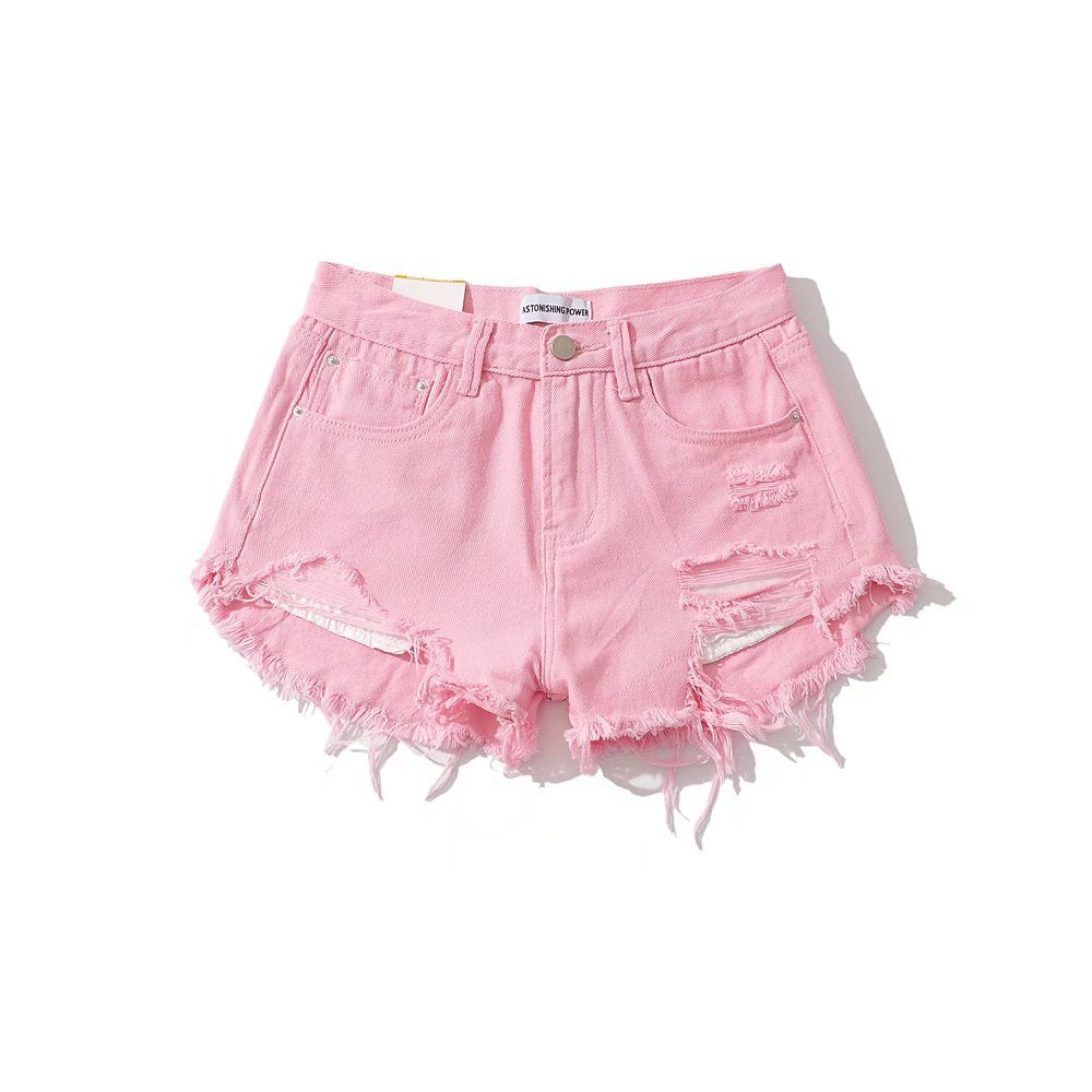 First Day of Summer Low Waist Fringe Denim Shorts