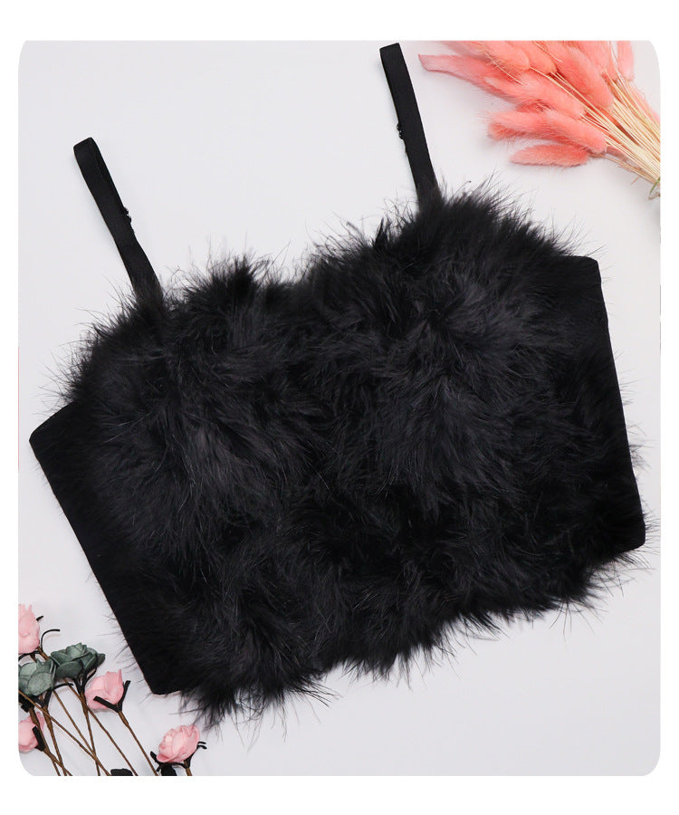 Furry Camisole Feather Tube Top