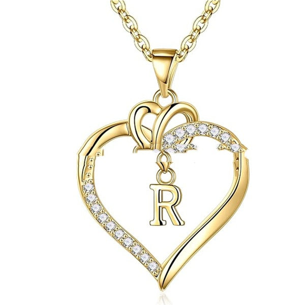 Heart-Shaped Letter Pendant Necklace