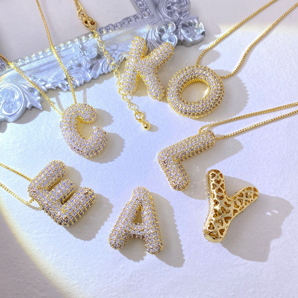 Bubble Letter Initial Necklace