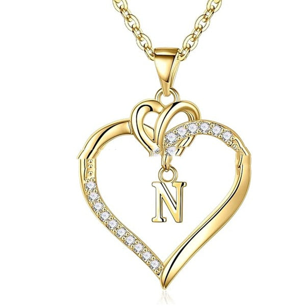 Heart-Shaped Letter Pendant Necklace
