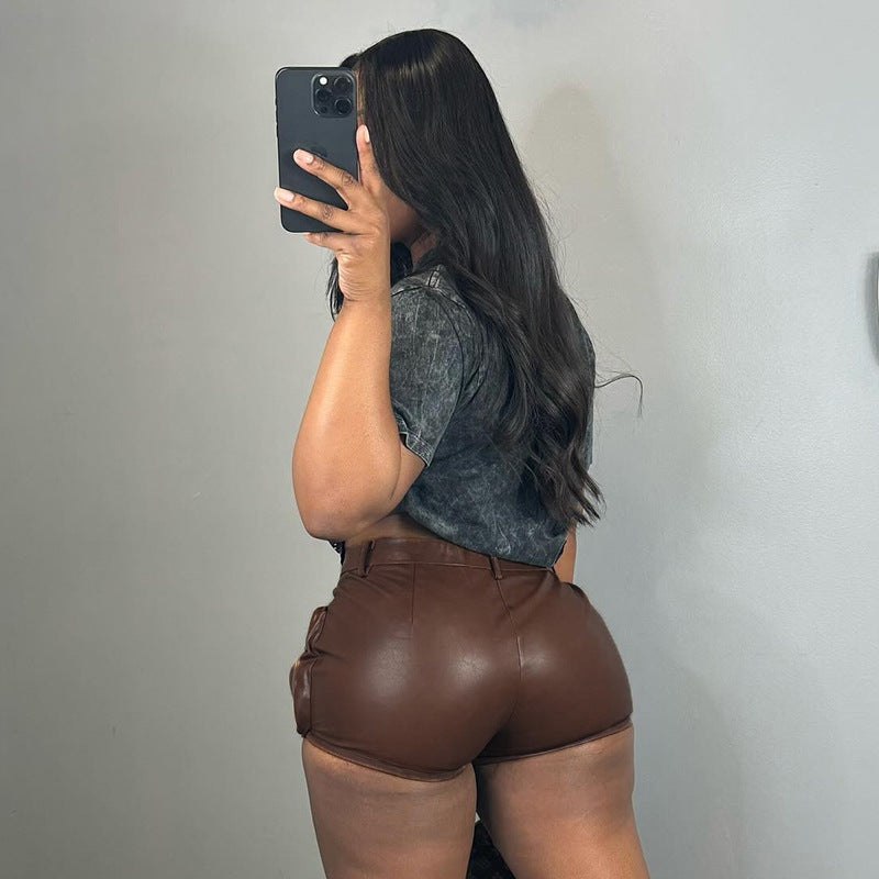 Drive Him Crazy High Waist Leather Shorts