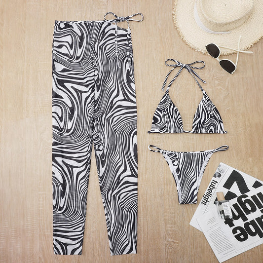 Wild & Fun 3 piece Striped Bikini Set