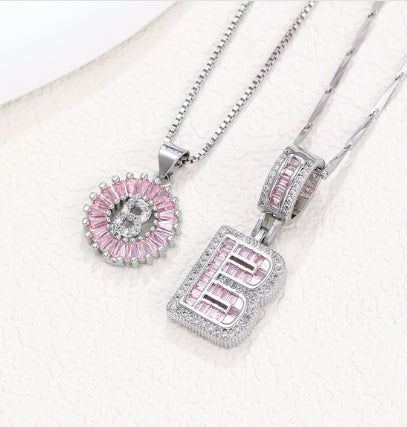 Pink Paradigm Initial Necklace Set