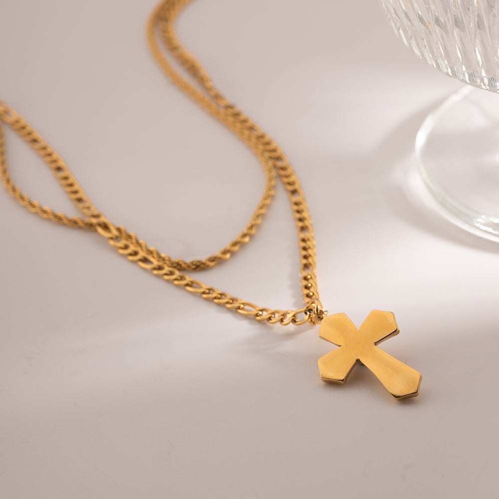 Double Layered Cross Necklace