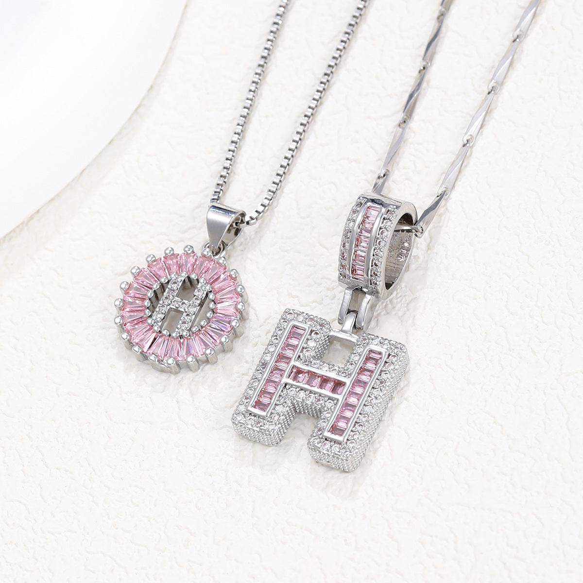 Pink Paradigm Initial Necklace Set